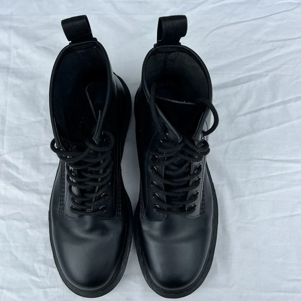 Dr. Martens 1460 Mono Smooth Leather Lace Up Boots Black Men's US 9 EU 42 Moto - Picture 3 of 13